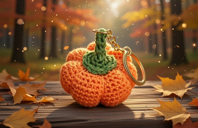 Crochet Pumpkin Keychain Pattern – PDF + Video Tutorial (English)