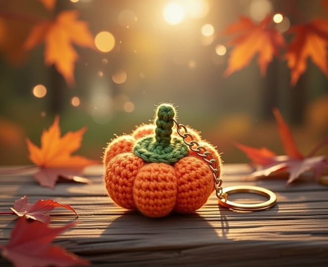 Crochet Pumpkin Keychain Pattern – PDF + Video Tutorial (English)