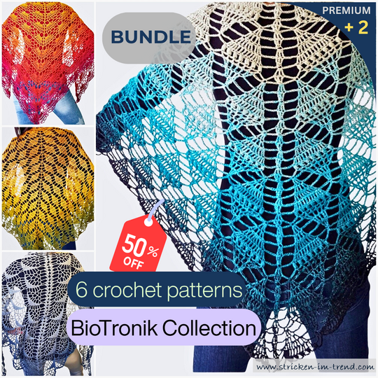 Crochet Pattern Bundle for Triangle Shawls | BioTronik Collection