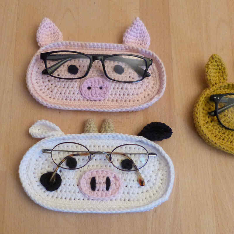 Häkelanleitung Brillenablage Kuh, Schwein und Giraffe, Brillenschale - Bild 5