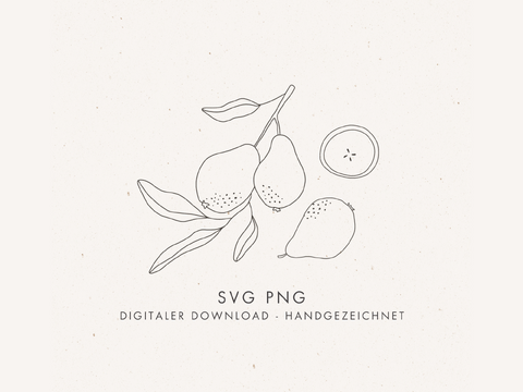 Plotter- und Laserdatei "BIRNE" - liebevoll gestaltete Zeichnung