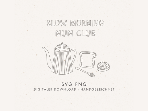 Plotter- und Laserdatei "SLOW MORNING" - liebevoll gestaltete Zeichnung