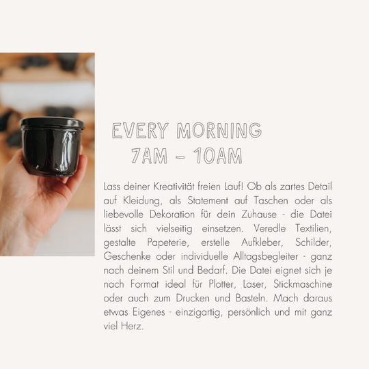 Plotter- und Laserdatei "SLOW MORNING" - liebevoll gestaltete Zeichnung