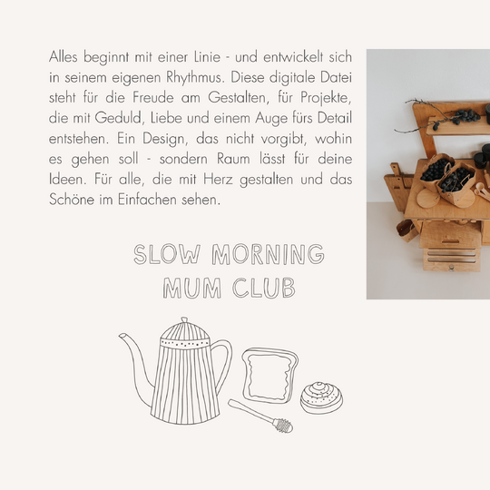 Plotter- und Laserdatei "SLOW MORNING" - liebevoll gestaltete Zeichnung