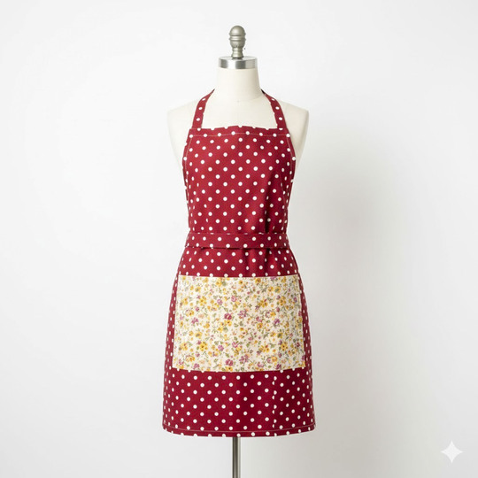 Polka Dot Apron – PDF Sewing Pattern with Pocket and Waist Ties
