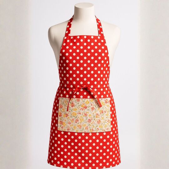 Polka Dot Apron – PDF Sewing Pattern with Pocket and Waist Ties