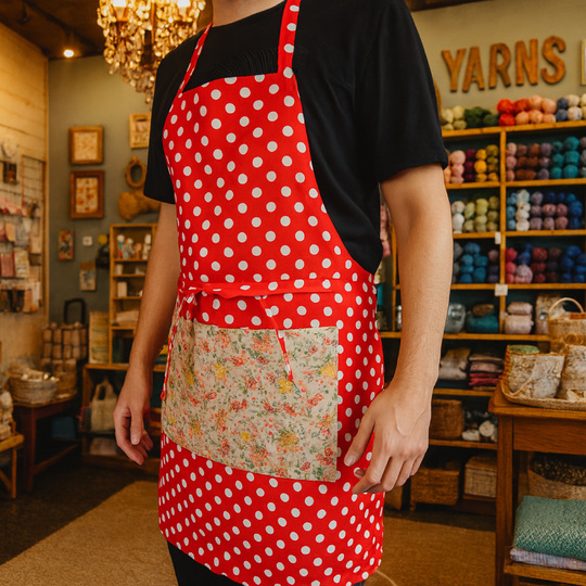 Polka Dot Apron – PDF Sewing Pattern with Pocket and Waist Ties