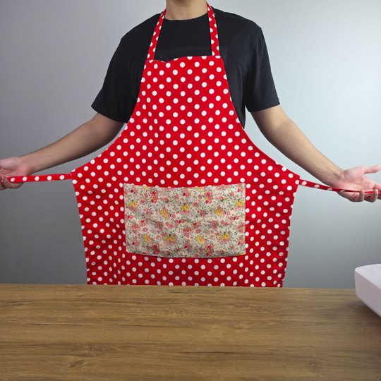 Polka Dot Apron – PDF Sewing Pattern with Pocket and Waist Ties