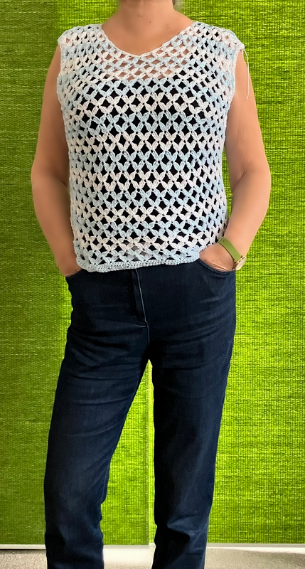 Shirt in Hellblau-Weiß - 4 Muster zur Auswahl- Häkelanleitung - Bild 5