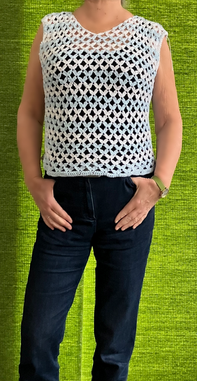 Shirt in Hellblau-Weiß - 4 Muster zur Auswahl- Häkelanleitung