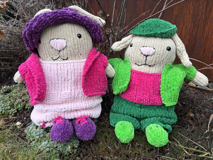 Rosa & Maxi Bunny Pair - Knitting Pattern for Cuddly Bunnies