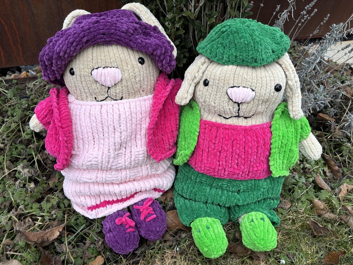 Rosa & Maxi Bunny Pair - Knitting Pattern for Cuddly Bunnies