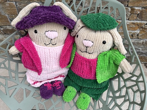 Rosa & Maxi Bunny Pair - Knitting Pattern for Cuddly Bunnies