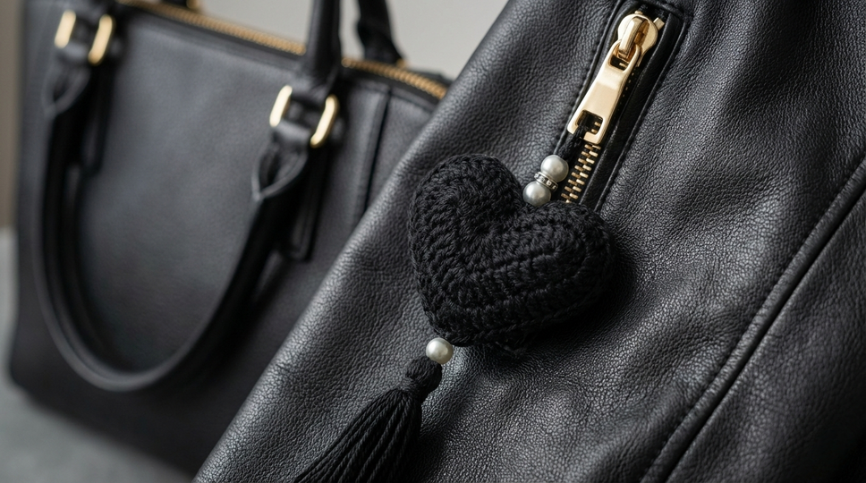 Crochet pattern for heart pendant with tassel – in 7 languages