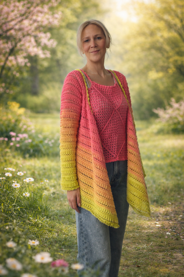 Häkelanleitung TwinSet "PinkySun" - Trägertop & Jacke