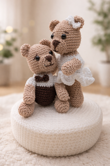 Häkelanleitung für ein Teddybär Brautpaar