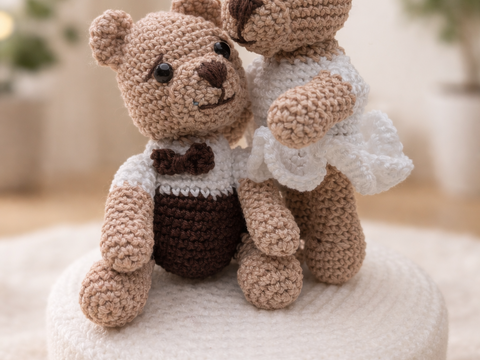 Häkelanleitung für ein Teddybär Brautpaar