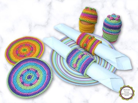 Eierwärmer, Serviettenringe, Untersetzer, Eierbecher, Häkelanleitung 4 in 1