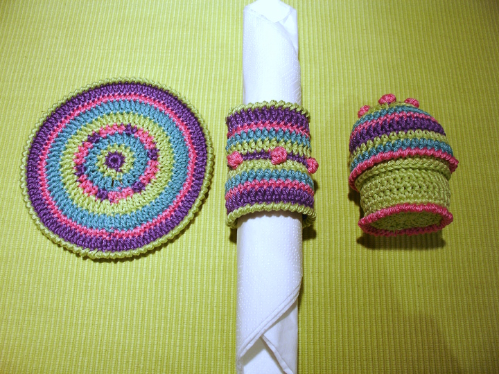 Crochet pattern 4 in 1: Egg warmers, napkin rings, coasters, egg cups PDF