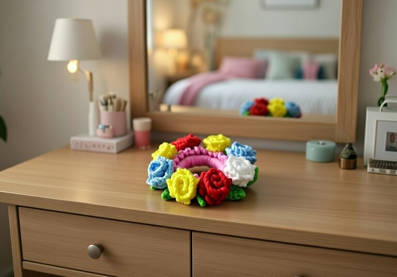 Crochet Flowers Scrunchie Pattern PDF + Video Tutorial | NonatyCrochet