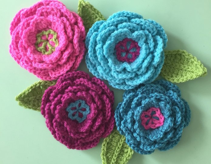 Crochet Pattern Boho Flowers, Floral Decoration 3-dimensional flower, PDF