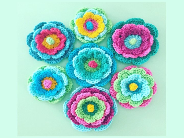 Crochet Pattern Boho Flowers, Floral Decoration 3-dimensional flower, PDF
