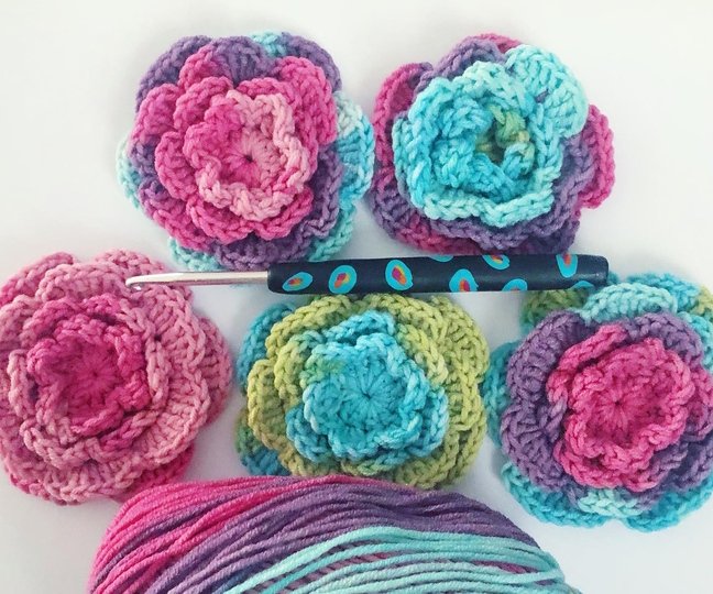 Crochet Pattern Boho Flowers, Floral Decoration 3-dimensional flower, PDF