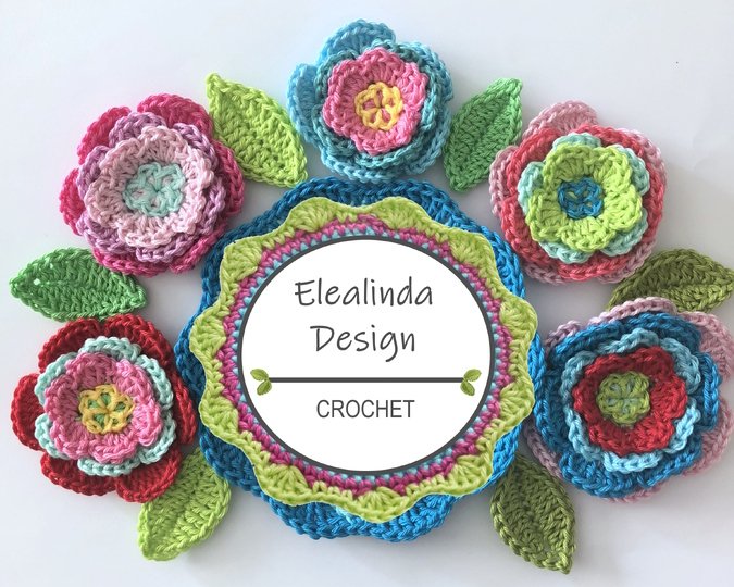 Crochet Pattern Boho Flowers, Floral Decoration 3-dimensional flower, PDF