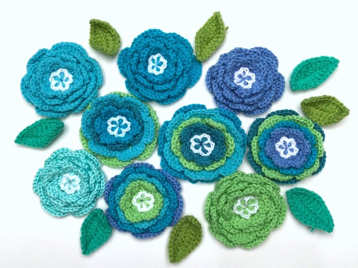 Häkelanleitung Boho Flowers Blumen, mehrlagige Blüten, 3D-Blumen PDF