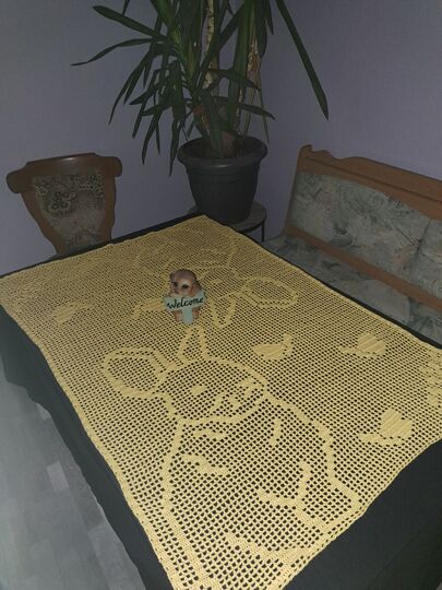 Häkelanleitung Tischdecke Hase