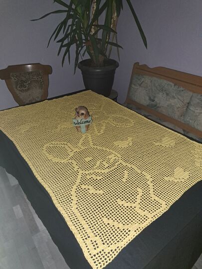 Häkelanleitung Tischdecke Hase