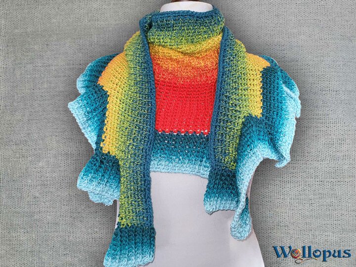 Tuch Hibiskusblüte, tunesisch gehäkelt