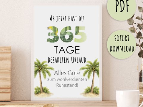 Poster GELDGESCHENK Ruhestand Geschenk Kollegen DOWNLOAD