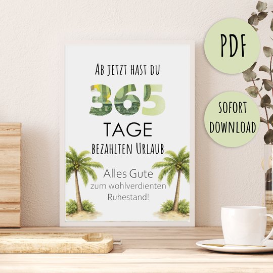 Poster GELDGESCHENK Ruhestand Geschenk Kollegen DOWNLOAD