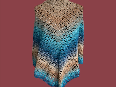 Anleitung schönes Häkeltuch blau-braun 180cm x 90cm - für Fortgeschrittene