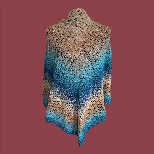 Anleitung schönes Häkeltuch blau-braun 180cm x 90cm - für Fortgeschrittene