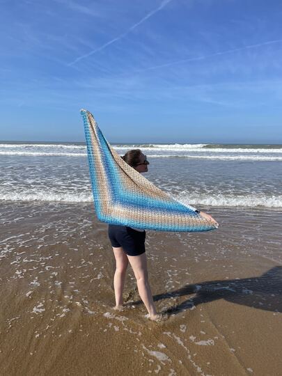 Anleitung schönes Häkeltuch blau-braun 180cm x 90cm - für Fortgeschrittene