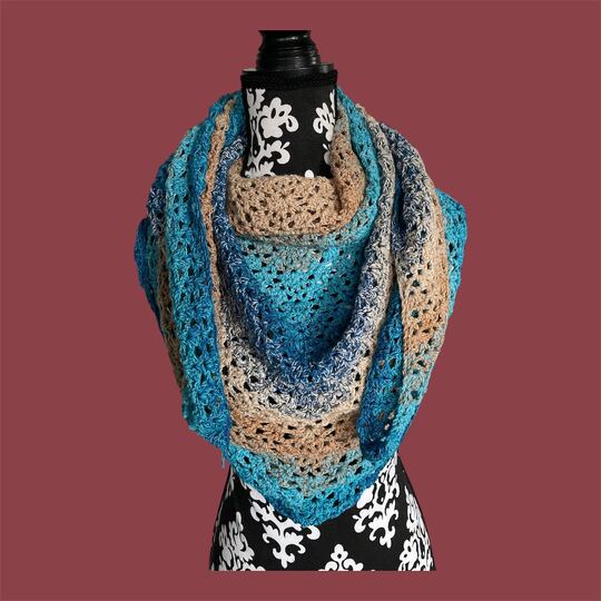 Anleitung schönes Häkeltuch blau-braun 180cm x 90cm - für Fortgeschrittene