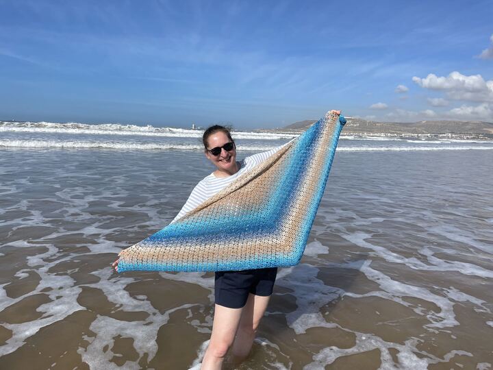 Anleitung schönes Häkeltuch blau-braun 180cm x 90cm - für Fortgeschrittene