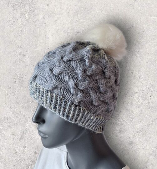 Strickanleitung Zopfmuster - Mütze und Schalkragen im Set, KU 52 - 55  #362