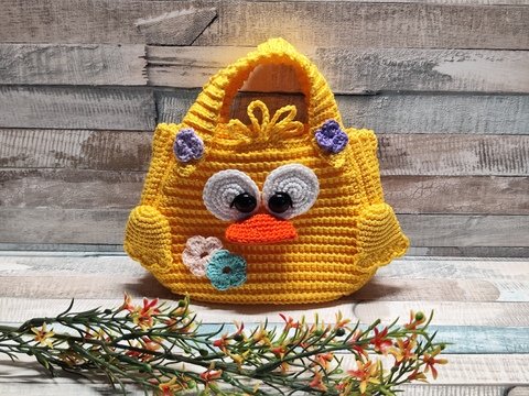 Häkelanleitung Geschenktäschchen "Küken"(Oster/Frühling/Geburtstagswünsche)