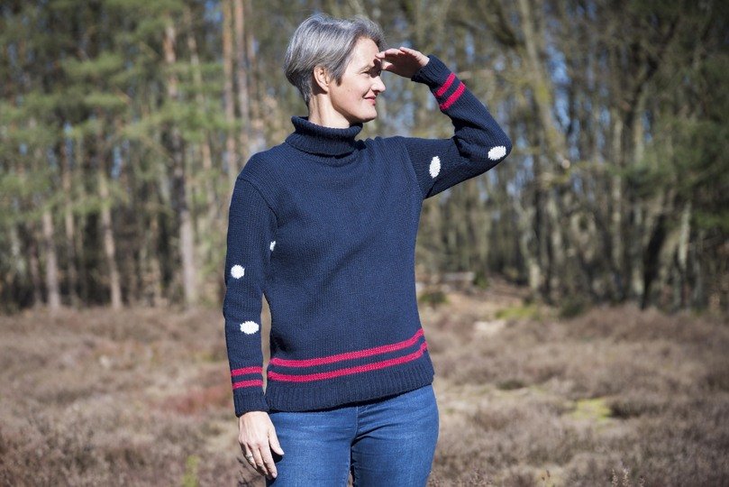 Strickanleitung Rollkragen-Pullover "Store Belt"