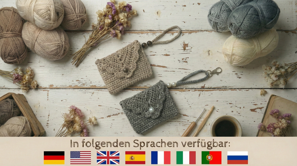 Crochet Pattern Small Wallet – 2 Compartments & Decorative Shell Edge
