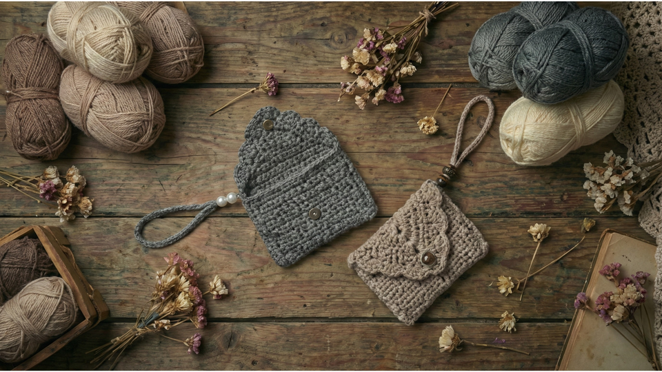 Crochet Pattern Small Wallet – 2 Compartments & Decorative Shell Edge