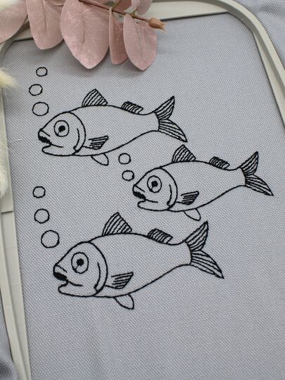 Stickdatei Sprotte Jürgen Fisch Konturen Redwork