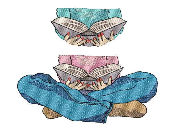 Stickdatei Lesetante Buch Leseratte