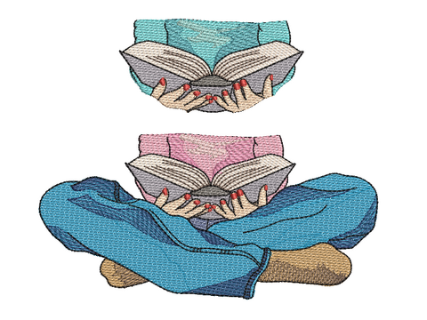 Stickdatei Lesetante Buch Leseratte