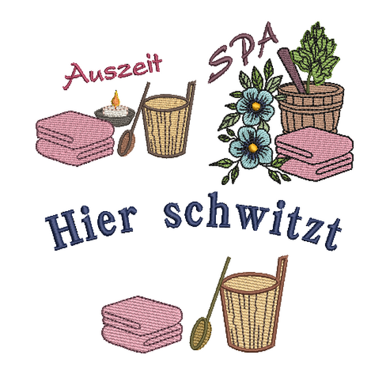 Stickdatei SPA Sauna Wellness SET