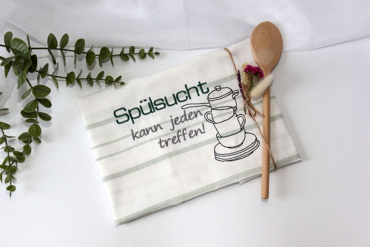 Stickdatei Geschirrtuch Spruch Sprüche Küche