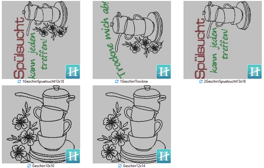 Stickdatei Geschirrtuch Spruch Sprüche Küche